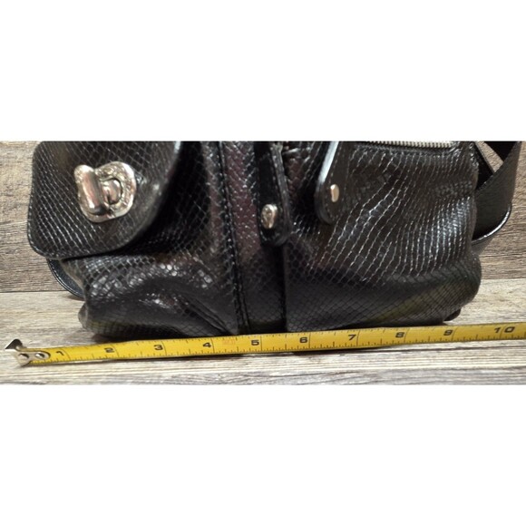 Brighton Black Pebbled Leather Croc Shoulder Purse Bag Handbag Satchel E370920 - Picture 13 of 14